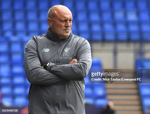 Liverpool FC Women manager Neil Redfearn during the Liverpool FC Women v Manchester United Women game at Prenton Park on August 19, 2018 in...