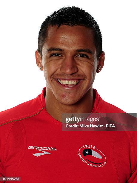 Alexis Sanchez of Chile poses during the official FIFA World Cup 2010 portrait session on June 8, 2010 in Nelspruit, South Africa.