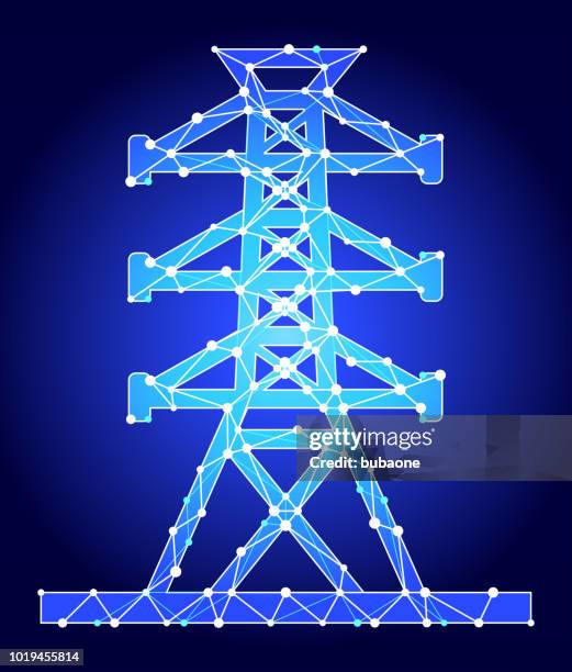 power line blue triangle node vector pattern - electrical grid stock illustrations
