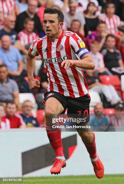 George Honeyman of Sunderland during the Sky Bet League One match between Sunderland and Scunthorpe United at Stadium of Light on August 19, 2018 in...