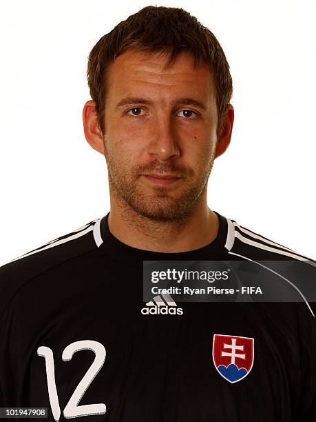 Goalkeeper Dusan Pernis of Slovakia poses during the official FIFA World Cup 2010 portrait session on June 10, 2010 in Pretoria, South Africa.