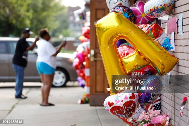 An impromptu memorial for singer Aretha Franklin, the "Queen of Soul" is shown outside New Bethel Baptist Church, the church where Aretha Franklin's...