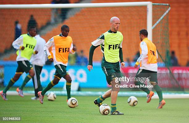 Matthew Booth of South Africa in action during a South Africa training session ahead of the 2010 FIFA World Cup South Africa at Soccer City Stadium...