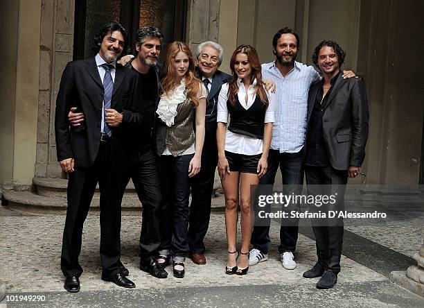 Vittorio Matteucci, Christian Gravina, Noemi Smorra, Michele Guardi, Lola Ponce, Gio Di Tonno and Graziano Galatone attend 'I Promessi Sposi' Press...