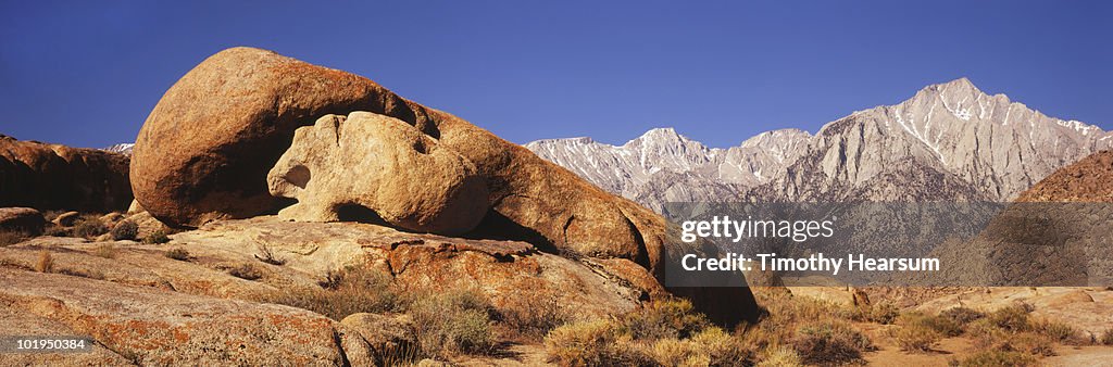 Skull rock with High Sierras in background