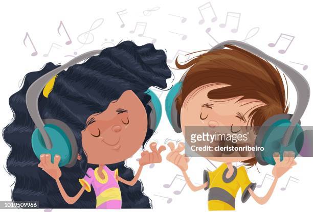 the children and music - musica stock illustrations