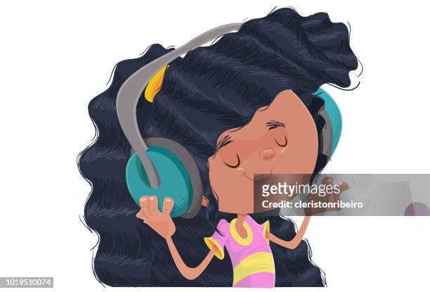 the girl and the music - musica stock illustrations