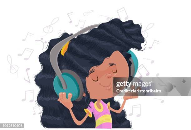 the girl and the music - musica stock illustrations