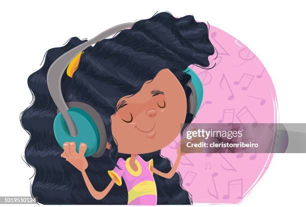 das mädchen und die musik - musica stock-grafiken, -clipart, -cartoons und -symbole