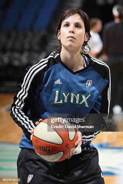 Nuria Martinez of the Minnesota Lynx warms up before the game against the Tulsa Shock on May 23, 2010 at the Target Center in Minneapolis, Minnesota....