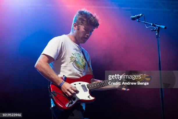 Fran Keany of Rolling Blackouts Coastal Fever performs on the Far Out stage during day 3 at Greenman Festival on August 19, 2018 in Brecon, Wales.