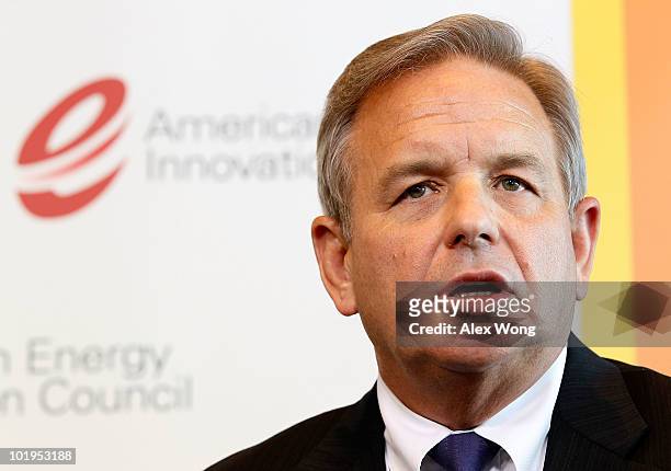 Chairman of the board at Bank of America Charles Holliday speaks during a news conference at the Newseum June 10, 2010 in Washington, DC. The news...