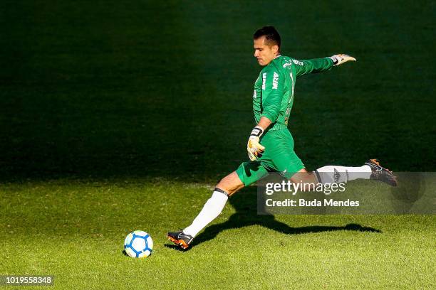 Goalkeeper Victor of Atletico kicks the ball during a match between Botafogo and Atletico MG as part of Brasileirao Series A 2018 at Nilton Santos...