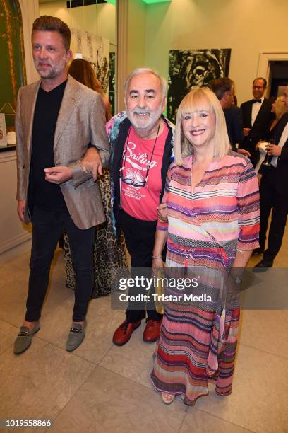Udo Walz, his husband Carsten Thamm-Walz and Patricia Riekel attend the GGH EAGLES Charity Hauptstadt Cup Gala evening at Hotel de Rome on August 19,...