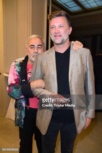 Udo Walz and his husband Carsten Thamm-Walz attend the GGH EAGLES Charity Hauptstadt Cup Gala evening at Hotel de Rome on August 19, 2018 in Berlin,...