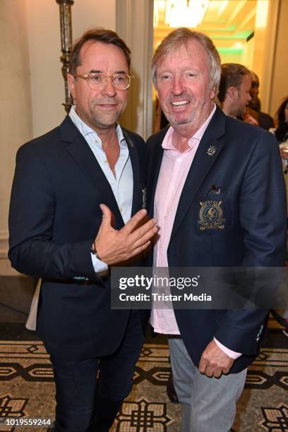 Jan Josef Liefers and Werner Schulze-Erdel attend the GGH EAGLES Charity Hauptstadt Cup Gala evening at Hotel de Rome on August 19, 2018 in Berlin,...