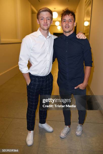 Alexander Knappe and Timur Bartels attend the GGH EAGLES Charity Hauptstadt Cup Gala evening at Hotel de Rome on August 19, 2018 in Berlin, Germany.