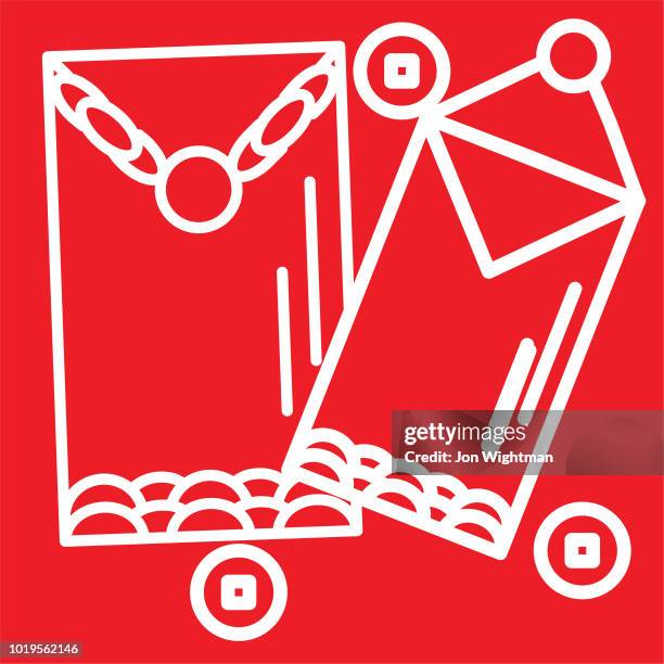chinese new year line icon red envelope - red envelope stock illustrations