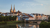 Bayonne, France cityscape view with Cathedral and Nive river
