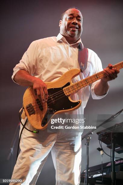 Jerry Barnes performs with Nile Rodgers and Chic live at Lowlands festival 2018 on August 18, 2018 in Biddinghuizen, Netherlands.