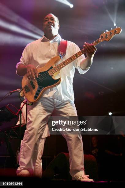 Jerry Barnes performs with Nile Rodgers and Chic live at Lowlands festival 2018 on August 18, 2018 in Biddinghuizen, Netherlands.