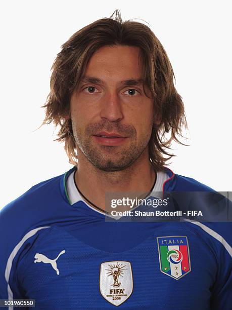 Andrea Pirlo of Italy poses during the official FIFA World Cup 2010 portrait session on June 10, 2010 in Pretoria, South Africa.