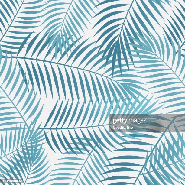 seamless tropical palm leaves - miami stock illustrations