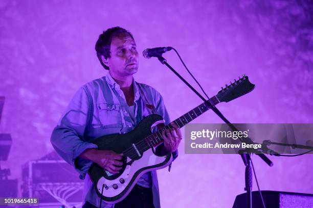 Daniel Rossen of Grizzly Bear performs on the Mountain stage during day 3 at Greenman Festival on August 19, 2018 in Brecon, Wales.