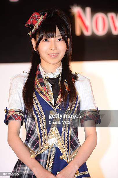 Members of Japanese girl group AKB48 and SKE48 attends a press conference to promote their up-coming concert on June 10, 2010 in Macau, China.