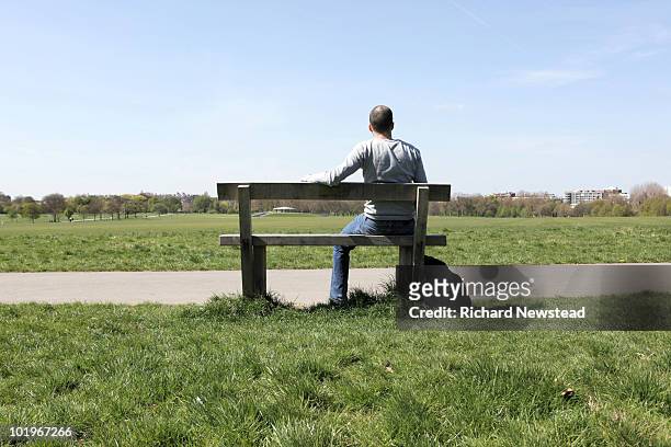 sitting in the park - park bench fotografías e imágenes de stock
