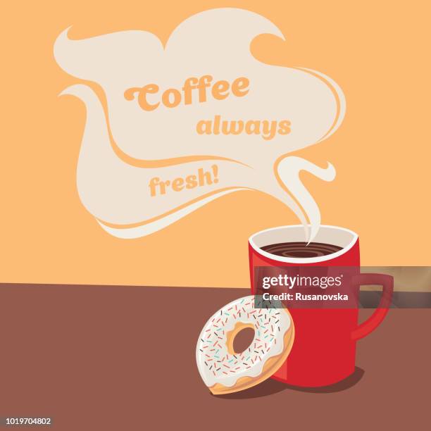 coffee always fresh! - hot drink stock illustrations