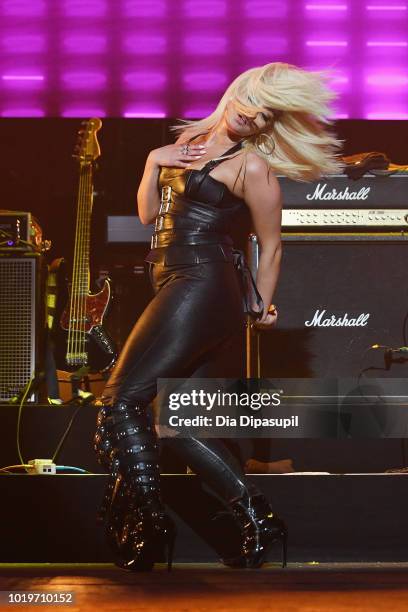 Bebe Rexha performs onstage during the MTV VMA Kickoff Concert presented by DirecTV Now at Terminal 5 on August 19, 2018 in New York City.