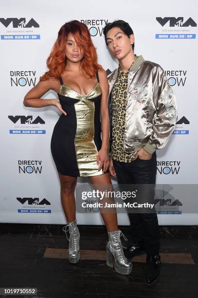 Jillian Hervey and Lucas Goodman of Lion Babe attend the MTV VMA Kickoff Concert presented by DirecTV Now at Terminal 5 on August 19, 2018 in New...