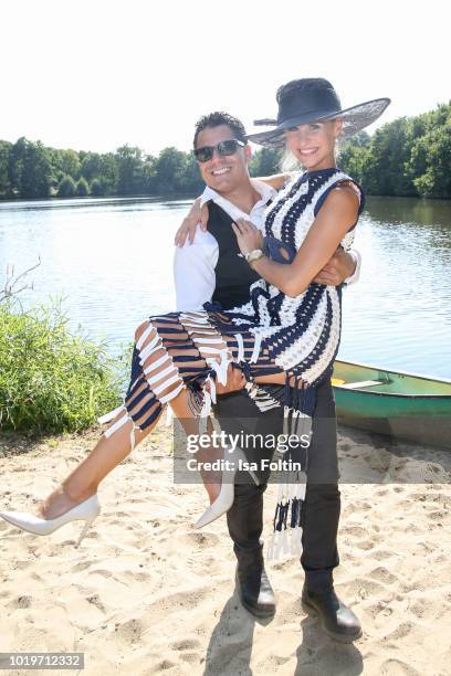 Silva Gonzales and his partner Stefanie Schanzleh during the Audi Ascot Race Day 2018 on August 19, 2018 in Hanover, Germany.