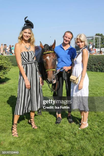 Model and influencer Jolina Fust and model and influencer Louisa Mazzurana during the Audi Ascot Race Day 2018 on August 19, 2018 in Hanover, Germany.