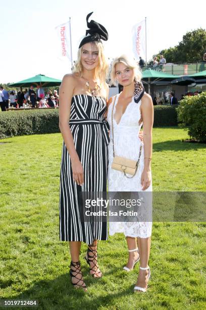 Model and influencer Jolina Fust and model and influencer Louisa Mazzurana during the Audi Ascot Race Day 2018 on August 19, 2018 in Hanover, Germany.