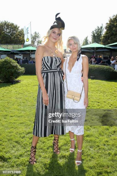 Model and influencer Jolina Fust and model and influencer Louisa Mazzurana during the Audi Ascot Race Day 2018 on August 19, 2018 in Hanover, Germany.