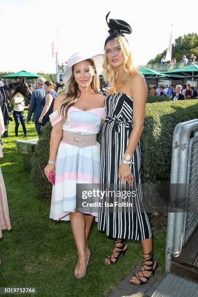 Musical actress Kathy Savannah Krause and model and influencer Jolina Fust during the Audi Ascot Race Day 2018 on August 19, 2018 in Hanover, Germany.