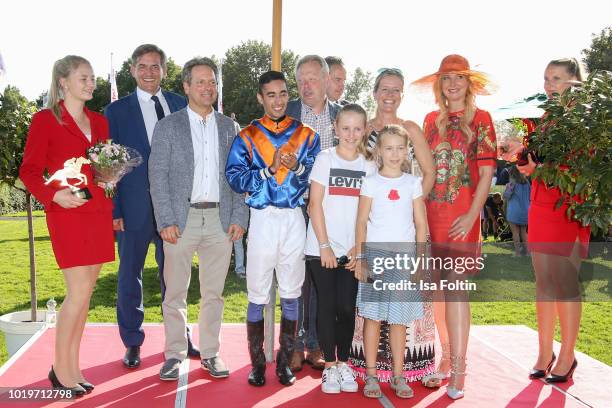 Race winner with Jette Joop during the Audi Ascot Race Day 2018 on August 19, 2018 in Hanover, Germany.