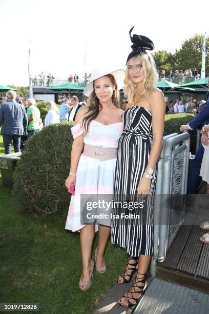 Musical actress Kathy Savannah Krause and model and influencer Jolina Fust during the Audi Ascot Race Day 2018 on August 19, 2018 in Hanover, Germany.