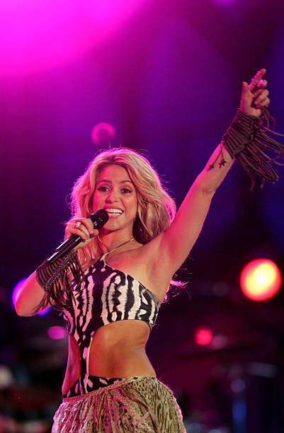 Colombian singer Shakira performs at the FIFA World Cup Kick-off Celebration Concert at the Orlando Stadium on June 10, 2010 in Soweto, South Africa.