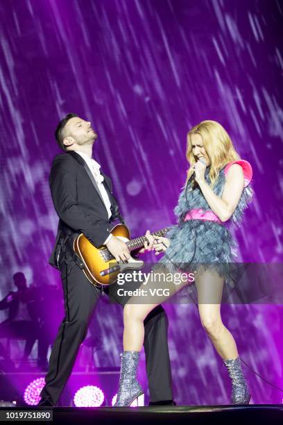 Singer Celine Dion performs on the stage in concert at Cotai Strip Cotai Arena on June 29, 2018 in Macau, China.