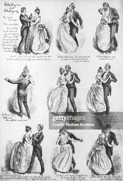 'Waltzers and Waltzing', an illustrated letter from a Kensington woman on the subject of her various dancing partners, circa 1880. Each of the...