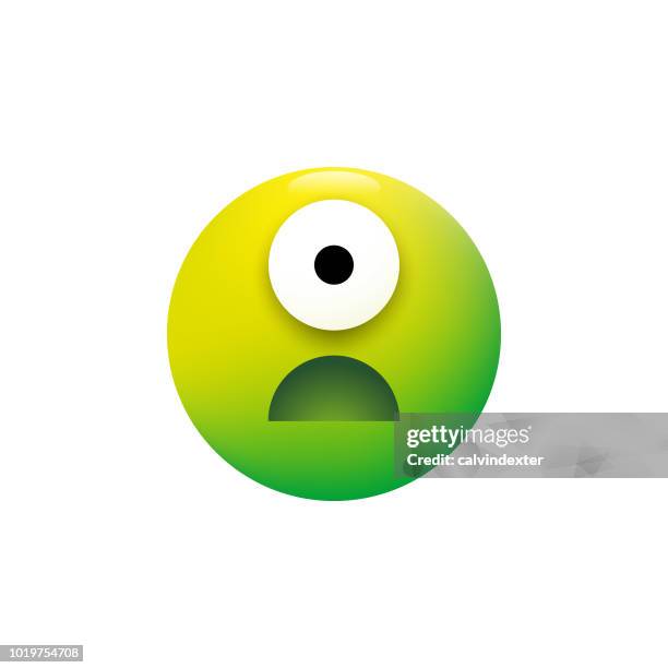 cute alien emoticon - curious expression stock illustrations