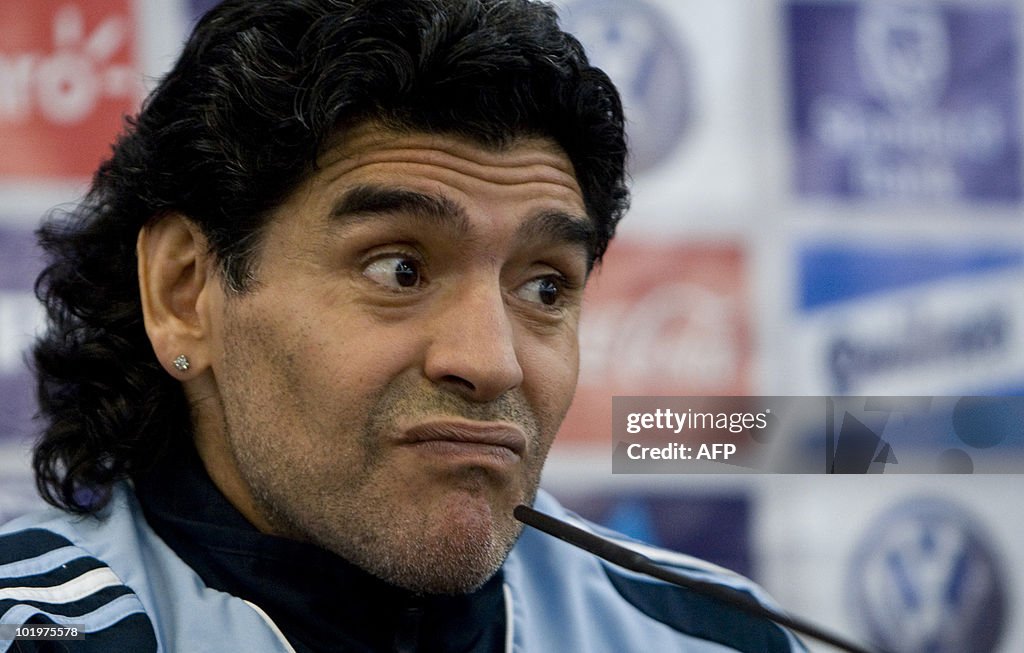 New Argentina coach Diego Maradona atten
