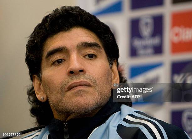 New Argentina coach Diego Maradona attends a press conference in Glasgow, on November 18, 2008. Diego Maradona says he cannot understand why Terry...