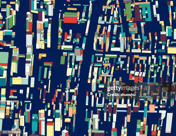 abstract color 3d city building structure background - architect model stock illustrations