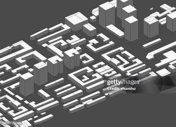 vector of 3d city building structure model - architect model stock illustrations