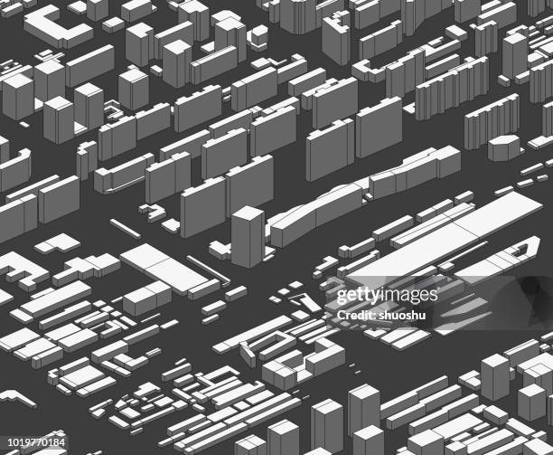 vector of 3d city building structure model - architect model stock illustrations