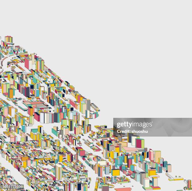 abstract color 3d city building structure background - futuristic city stock illustrations